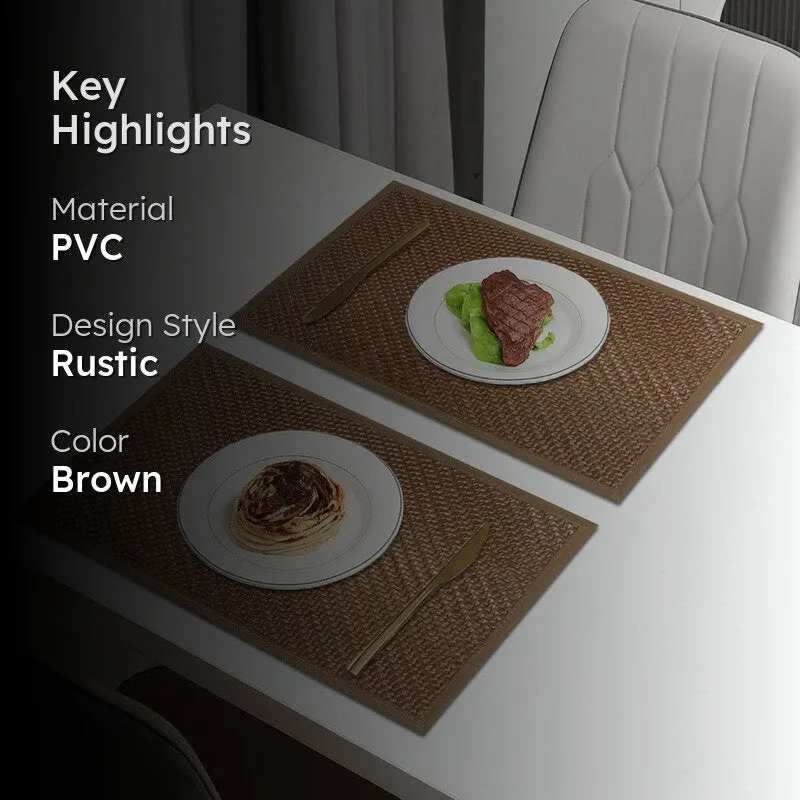 Rustayne Brown Rectangle PVC Table Mats - Set Of Two media 2