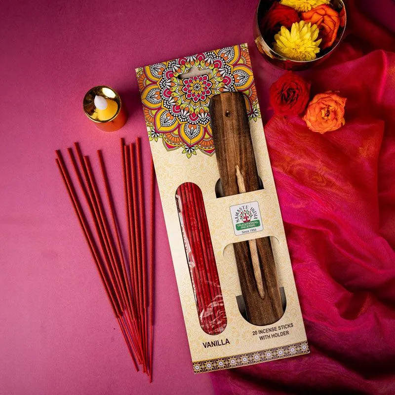 Sugandha Vanilla Incense Sticks With Incense Holder - Set Of Twenty media 1