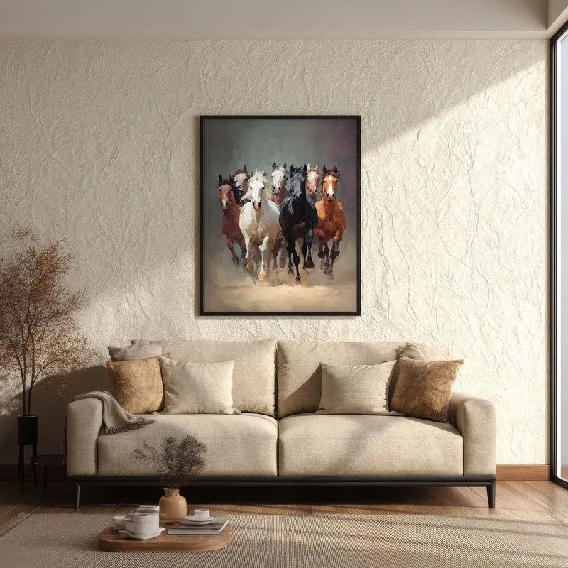 Gallop of Freedom Horse Archival Paper Wall Painting With Black Frame media 3