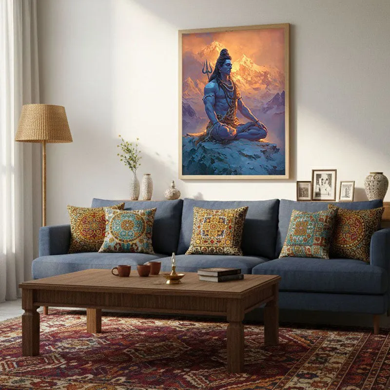 Mahadev in Deep Trance II Archival Paper Wall Art - Natural Brown Frame media 4