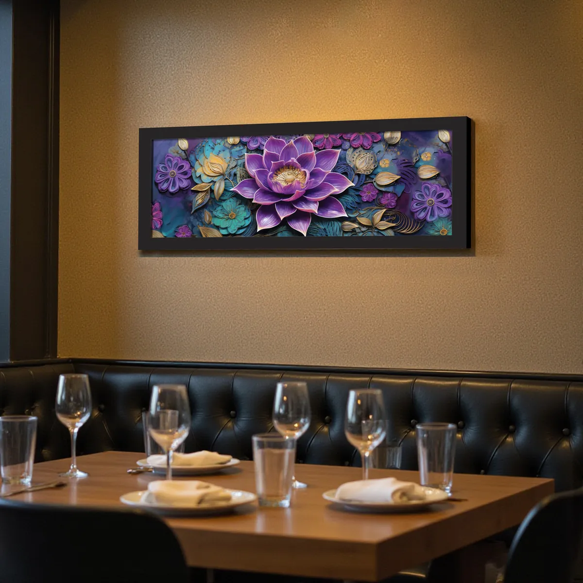 Lotique Decorative Lotus Wall Painting With Frame media 7