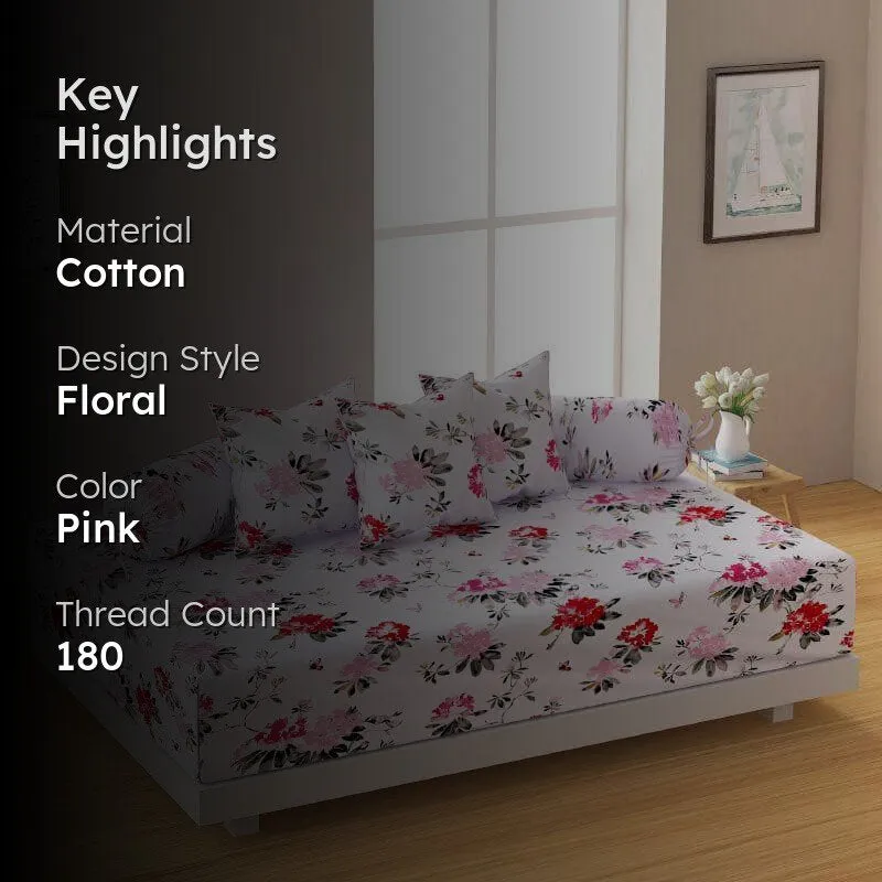 Swayam Nerine Floral Diwan Set - Pink media 2