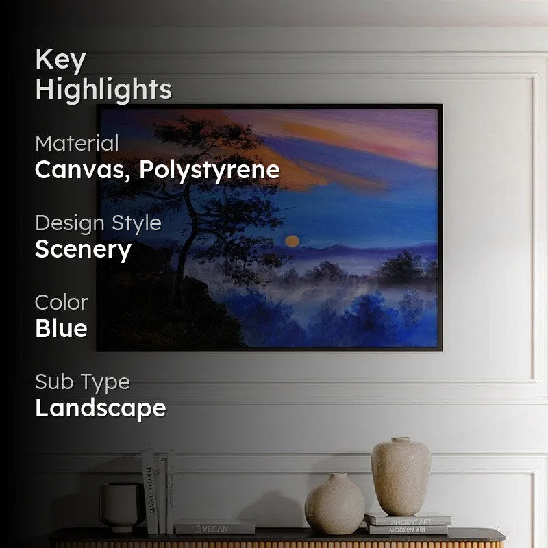 Tree On The Mountain Canvas Wall Painting - Black Frame media 2