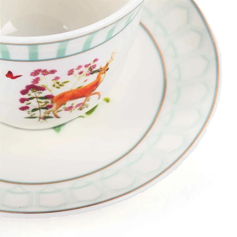 PetalGrace 24k Gold Brushed Porcelain Tea Cup (300 mL Each) -  Twelve Piece Set media 7