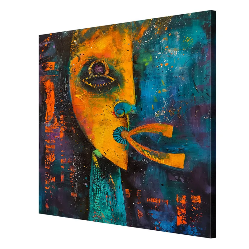 Tribal Mask Abstract Wall Painting media 6