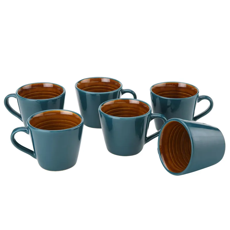 Karvaa Ceramic Tea Cup (175 mL Each)/Cyan)- Set of Six media 3