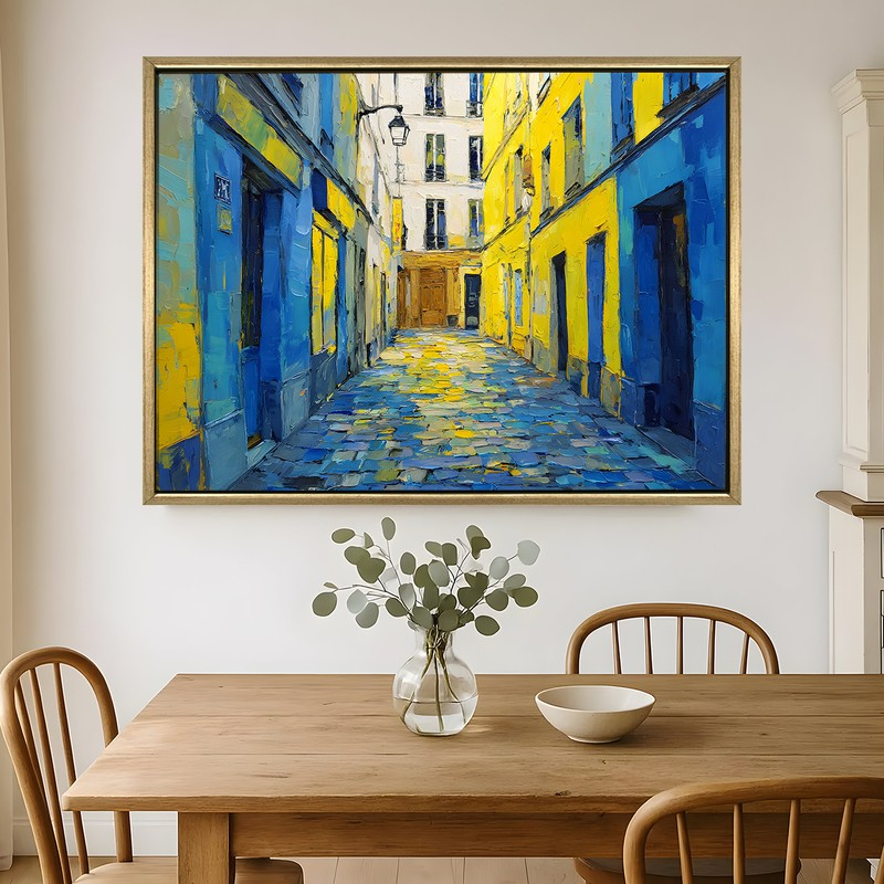 Sunlit Lane Canvas Wall Painting With Frame