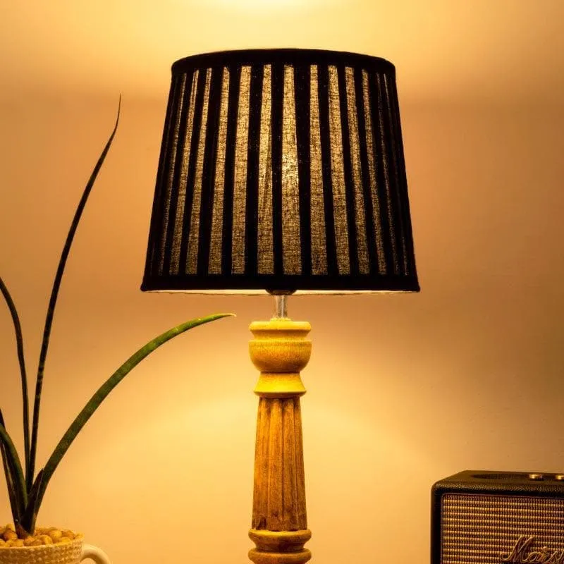 Classy With Twist Pillar Fabric Table Lamp - Black,Brown media 1
