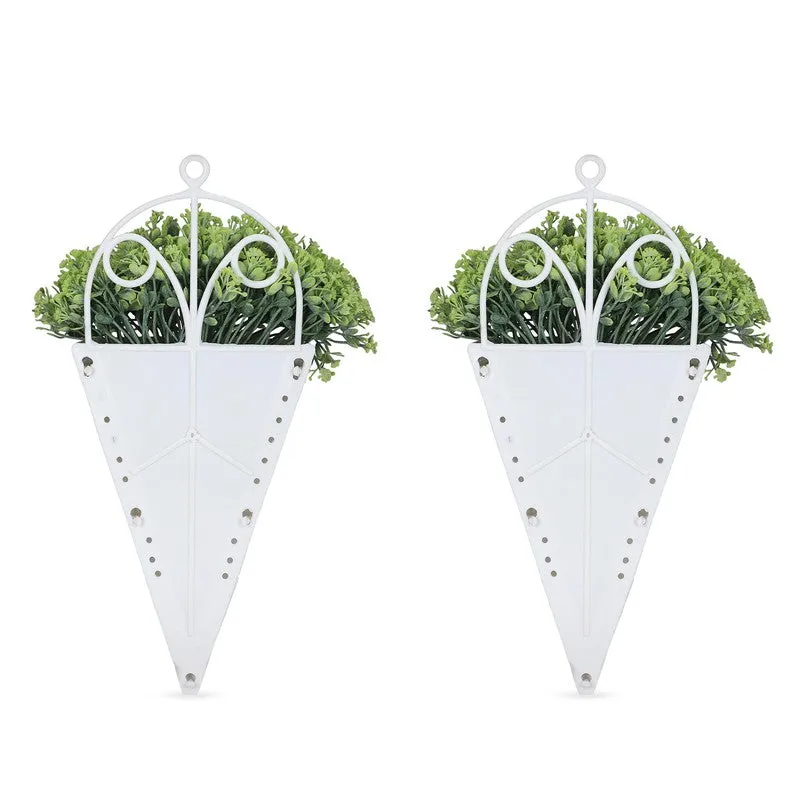 Artificial Flowers (Green) with Pot - Set Of Two media 4