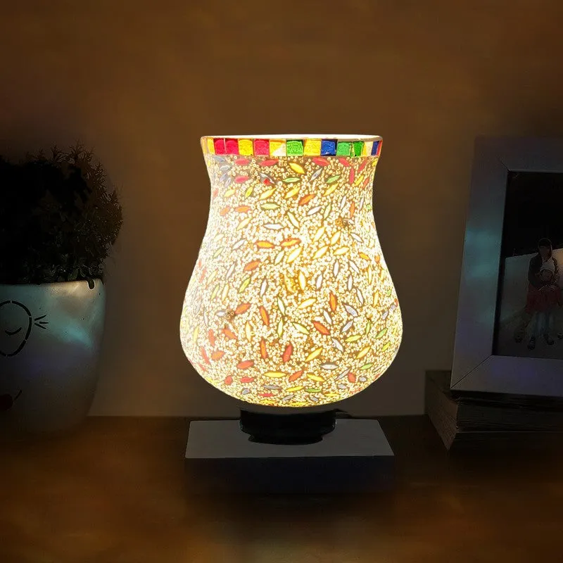 Galaxy Mosaic Glass Table Lamp With Wooden Base - Multicolor media 3