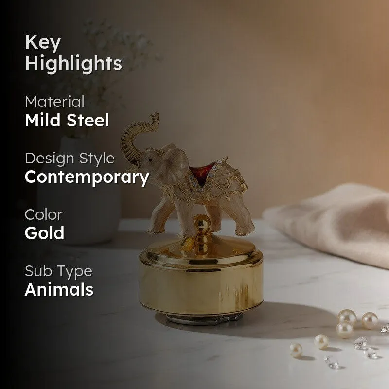 Majesty Elephant Figurine 24K Gold Plated Mild Steel Showpiece media 2