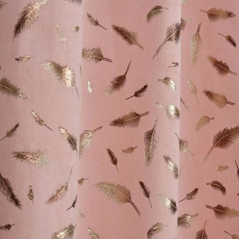 Glow Mist Printed Velvet Curtain - Pink,Gold media 5
