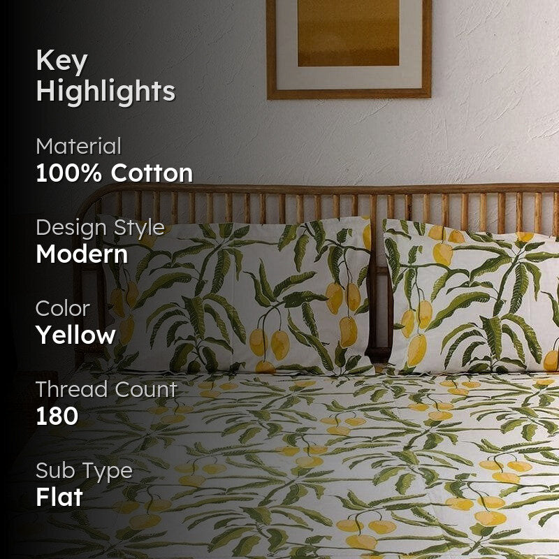 Amra Cotton Bedsheet (Yellow) - 180 TC media 2
