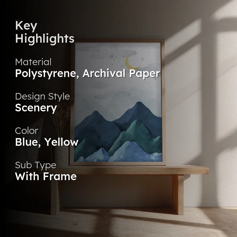Crescent Blue Peaks Archival Paper Wall Art - Natural Brown Frame media 2