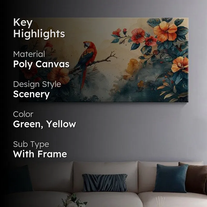 Tropical Parrot and Flowers Wall Painting media 2