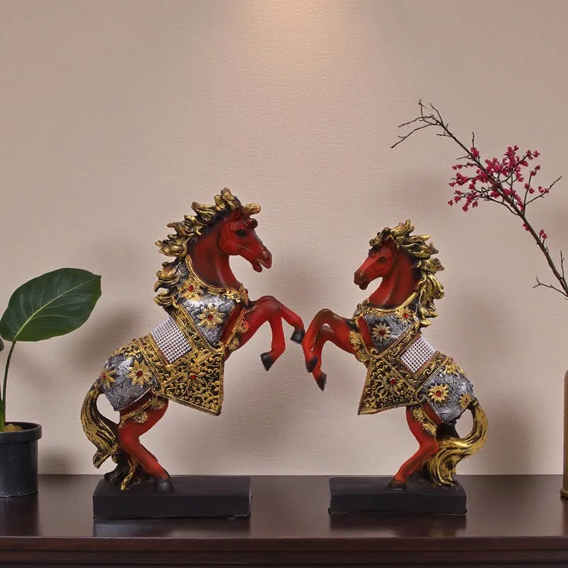 Majestic Rearing Horse Polyresin Showpiece - Set Of Two media 1
