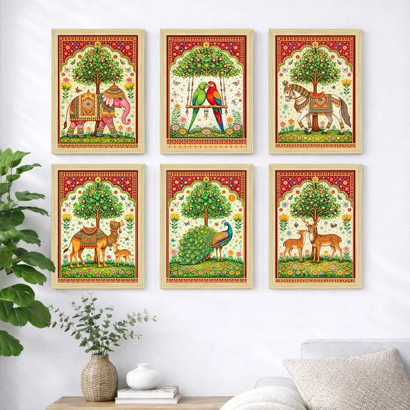 Verdant Verses Paper Wall Painting With Frame - Set Of Six media 4