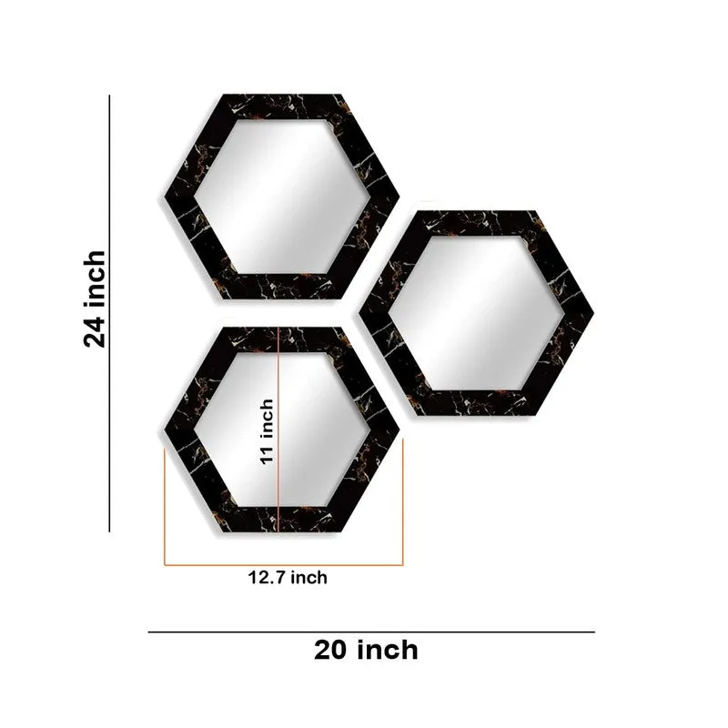 Reflectique Glass Wall Mirror Wiith PVC Frame - Set Of Three media 5