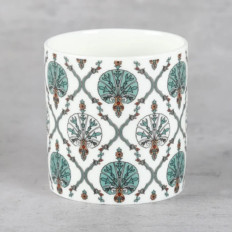 India Circus Bone China Tea Cup (220 mL Each),White,Green) - Set Of Six media 5