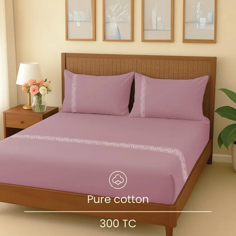 Urban Space Solid Comfort Cotton Bedsheet (Pink) - 300 TC media 4