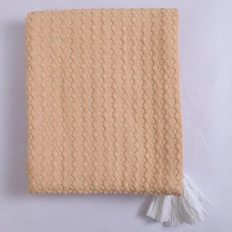 Tender Loom Knitted Cotton Throw - Peach media 5