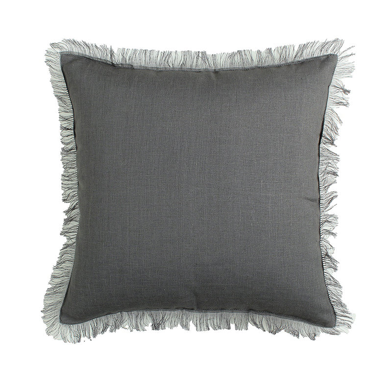 Elegant Edge Solid Cotton Cushion Cover (Grey) - Set Of Two media 3