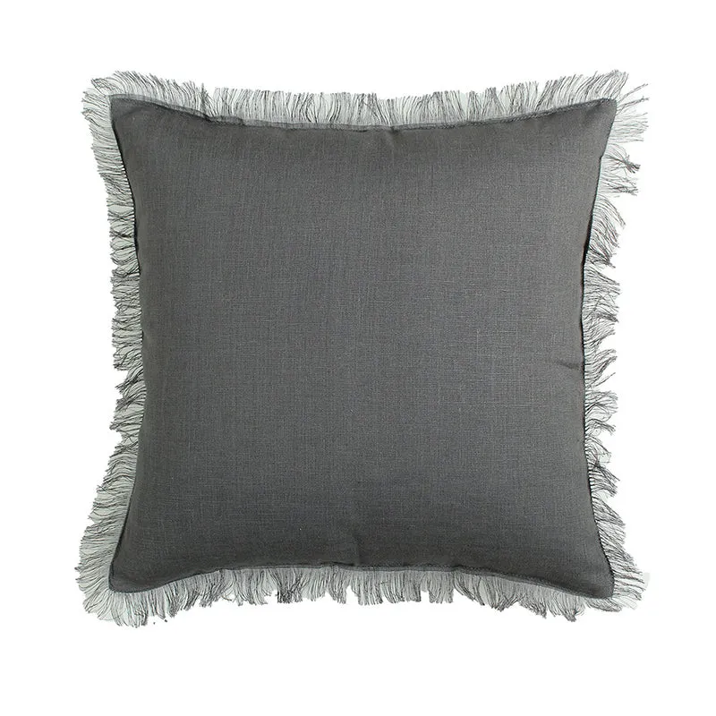 Elegant Edge Solid Cotton Cushion Cover (Grey) - Set Of Two media 3