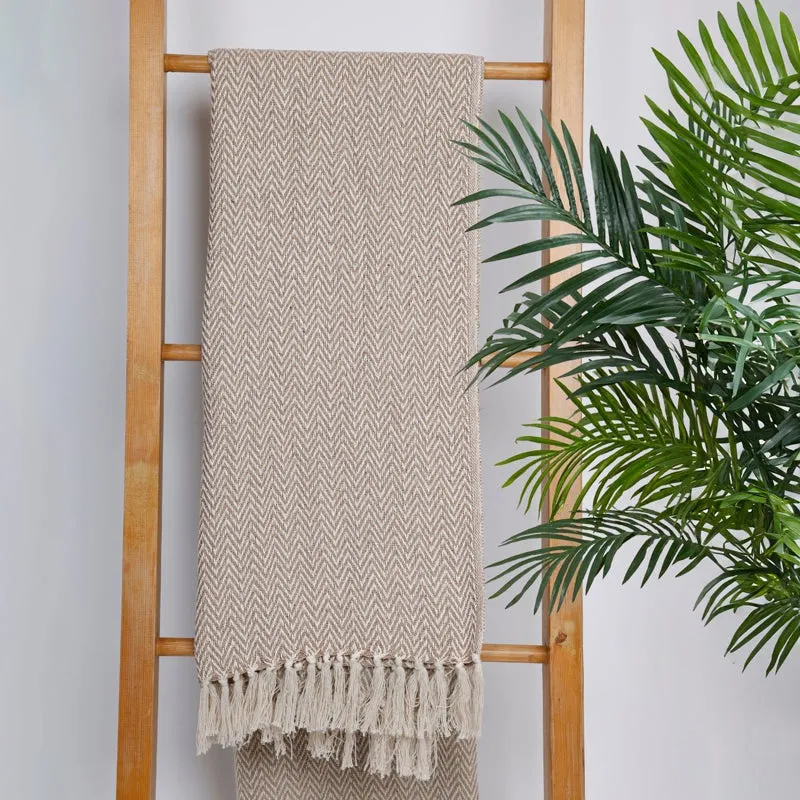 Linen Fade Cotton Throw - Beige media 6