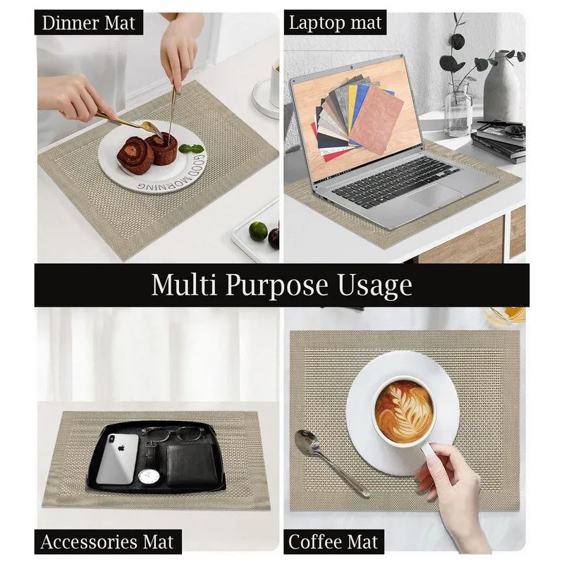 Onyxa Golden Rectangle PVC Table Mats - Set Of Four media 5