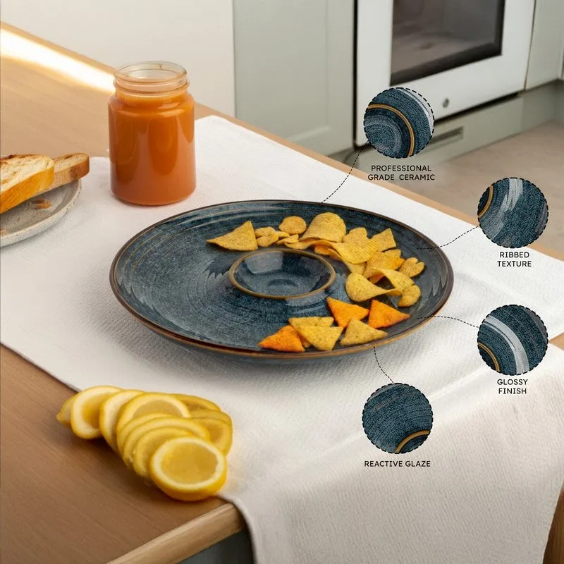 Midnight Reef Ceramic Chip n Dip Platter - Blue media 5