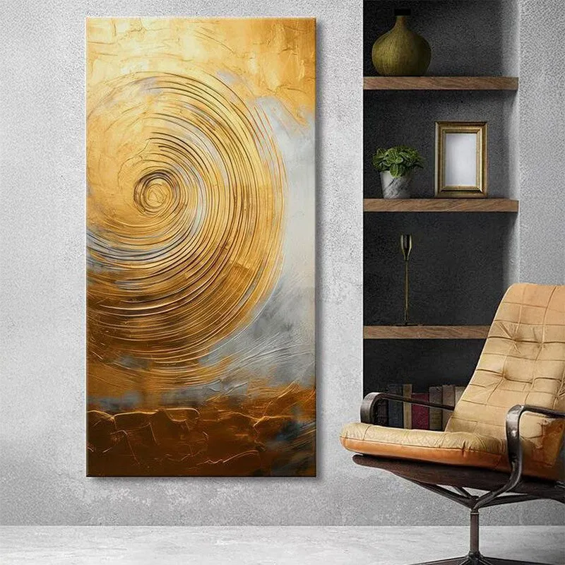 Golden Swirl Poly Canvas Wall Painting media 1