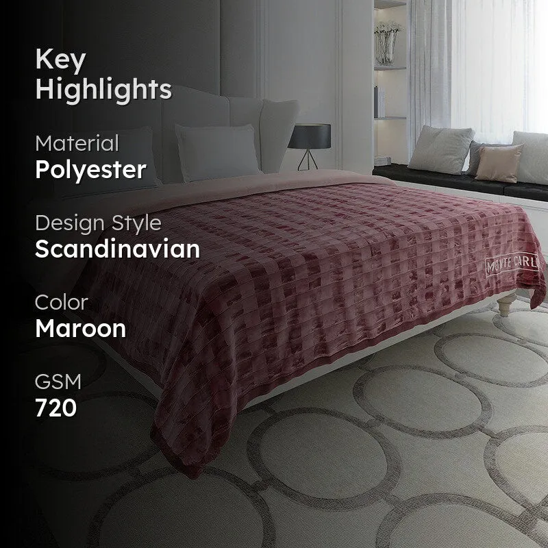 Monte Carlo Velvet Whisper Blanket (Maroon)- 720 GSM media 2