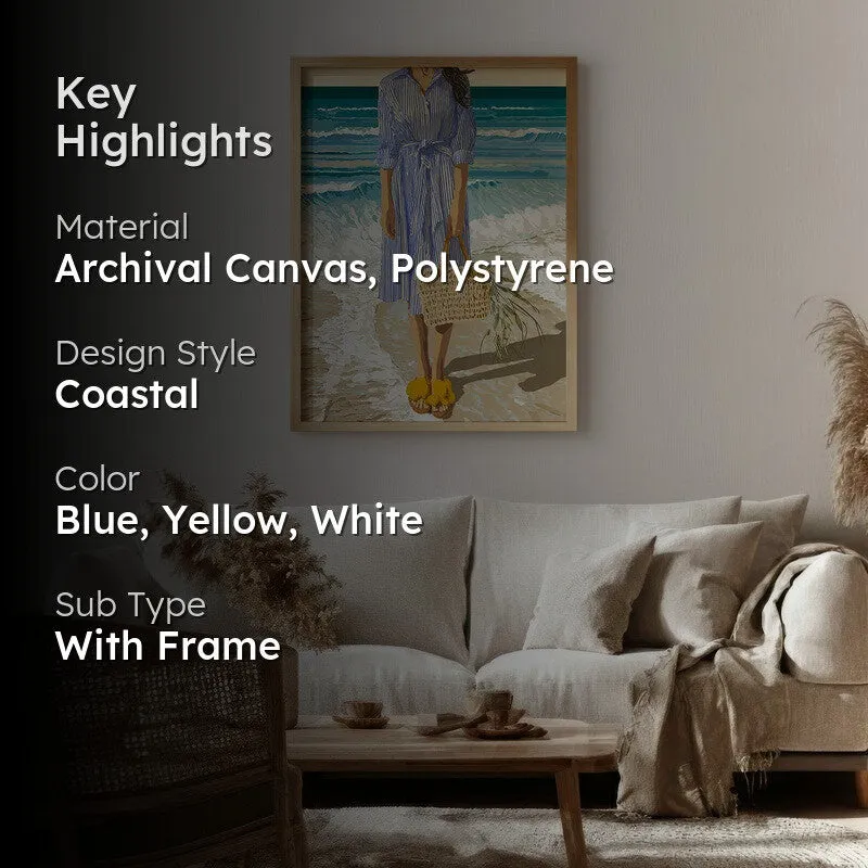 Blue Horizon Canvas Wall Painting - Brown Frame media 2