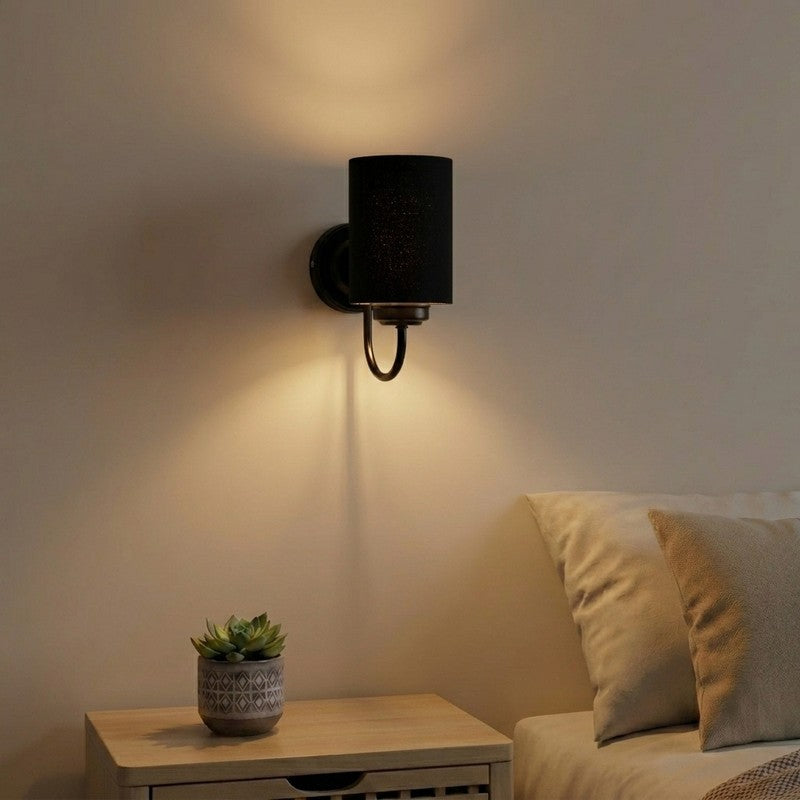Cyluxe Matte Black Cotton Wall Lamp - Black