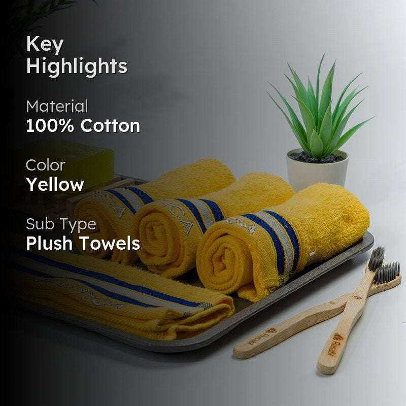 Nautica Dove Down Cotton Hand & Face Towel (Yellow) - Set Of Four media 2