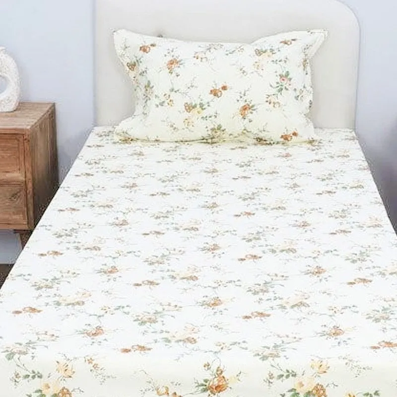Esmeralda Floral Printed Cotton Bedsheet (Yellow) - 180 TC media 4
