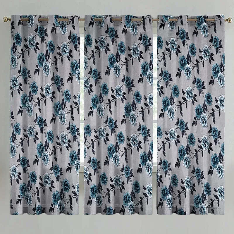 Giada Floral Cotton Curtain - Set Of Three media 1