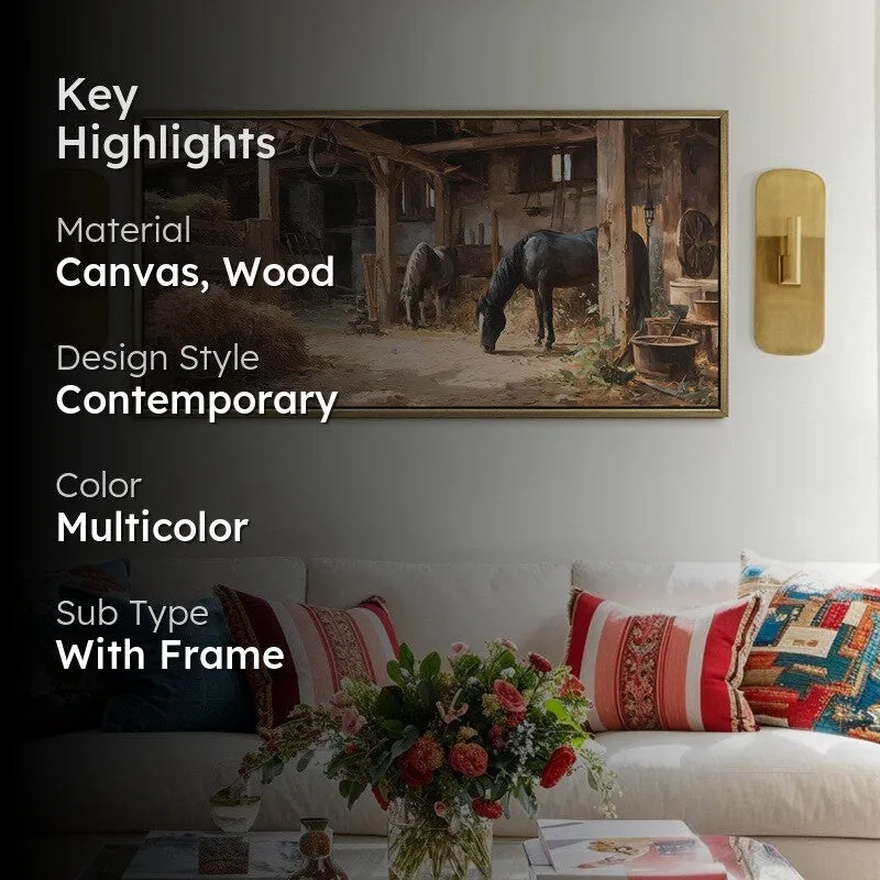 Horse Haven Canvas Wall Painting With Frame media 2
