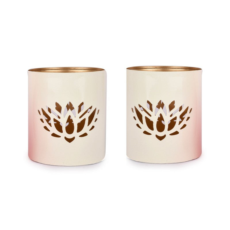Lotusia Metal & Glass Tealight Candle Holder - Set Of Two media 3