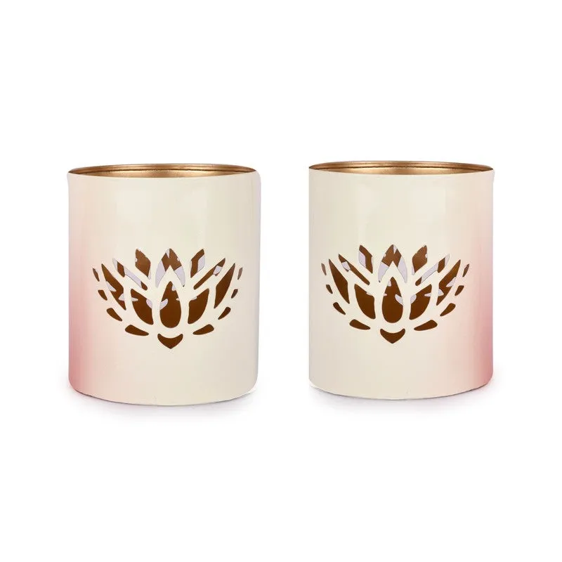 Lotusia Metal & Glass Tealight Candle Holder - Set Of Two media 3