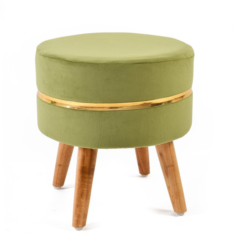 Classic Solid Velvet Ottoman - Green media 3