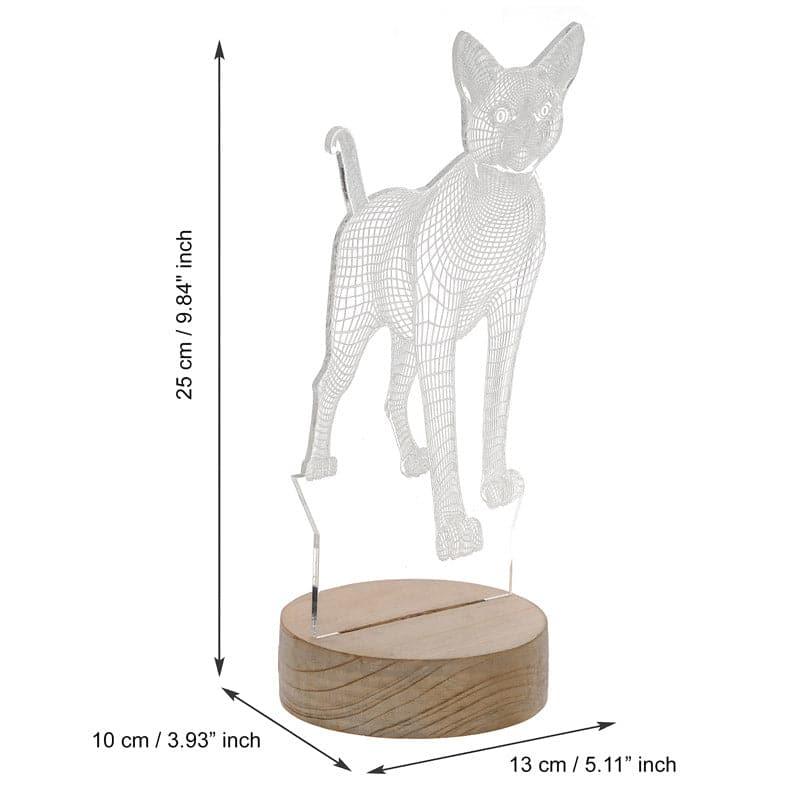 Meow Luminance LED Acrylic Table Lamp With Wooden Base - Brown media 4