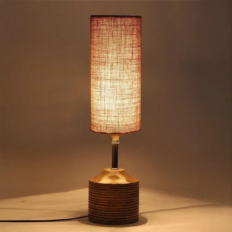 Woody Fabric Table Lamp - Beige,Brown media 1