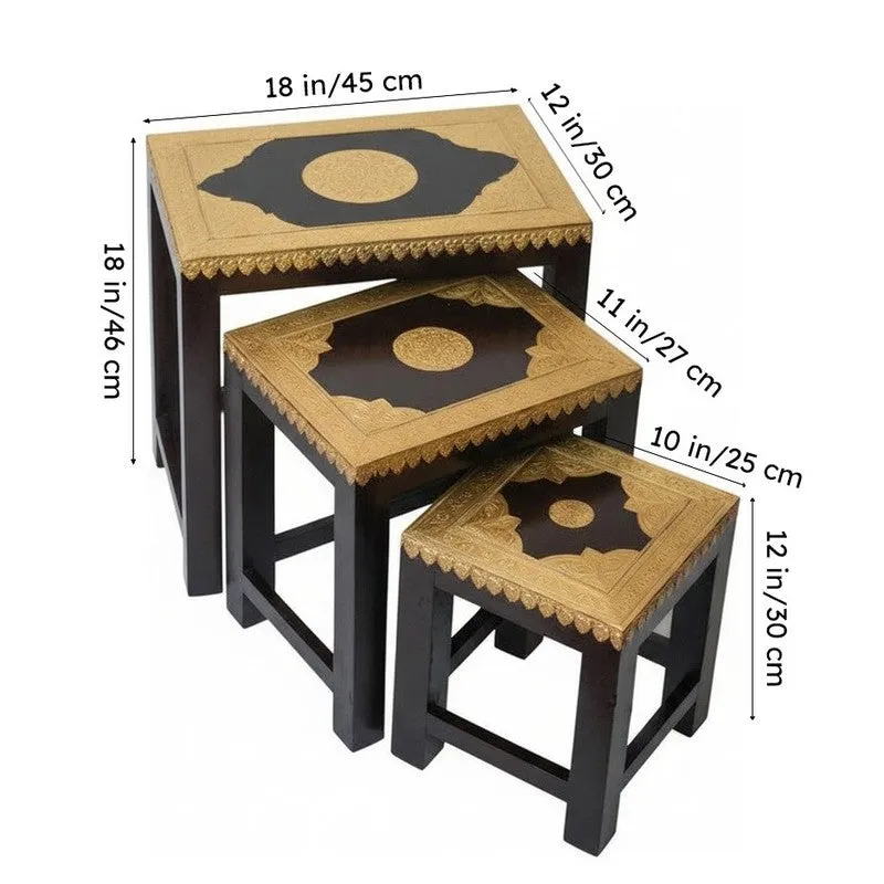 Ozyra Decorative Mango Wood Stool - Set Of Three media 8