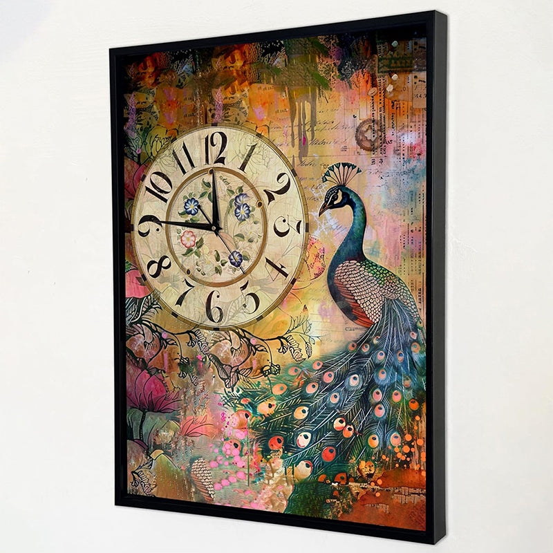 Peacock Of Time Wall Art With Clock media 3