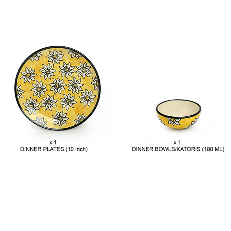 Daisy Blooms Handpainted Dinner Set - 3 Piece Set media 6