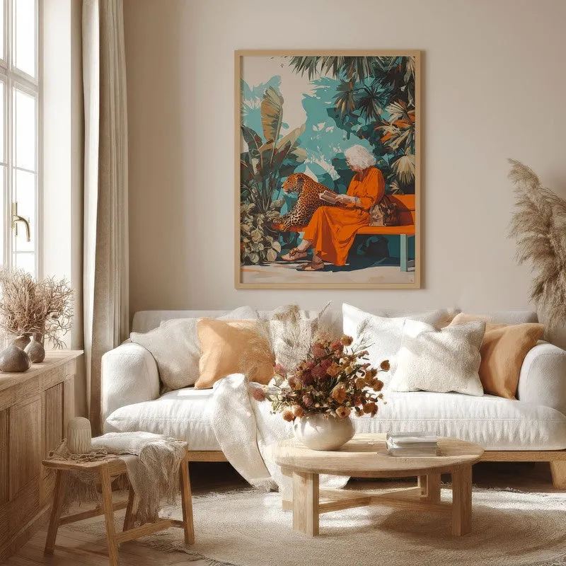 Leopard Lore Canvas Wall Painting - Brown Frame media 4