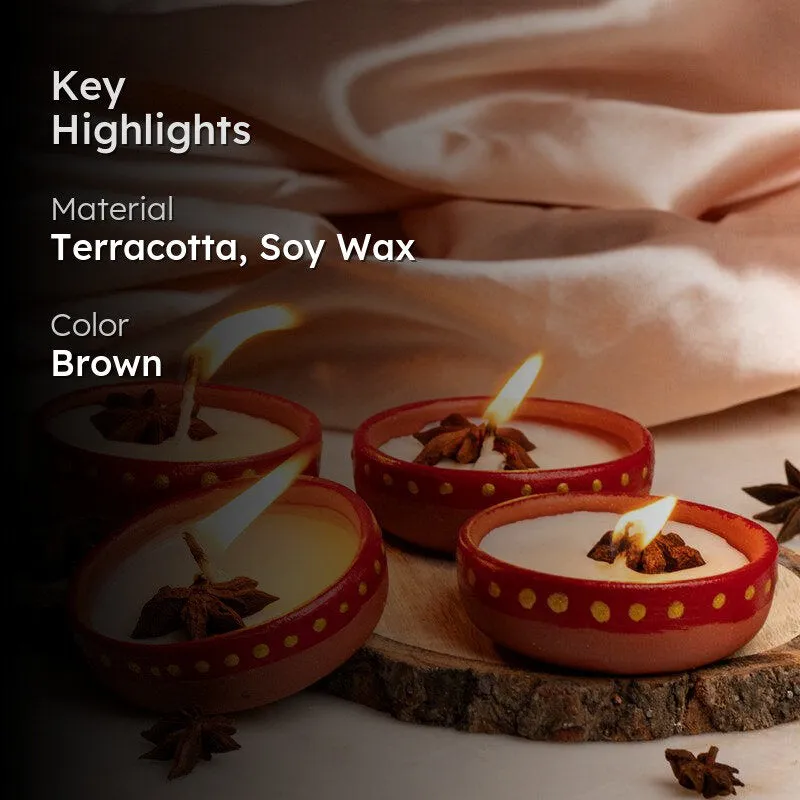 Miya Handpainted Cinnamon Scented Candle - Set Of Four media 2