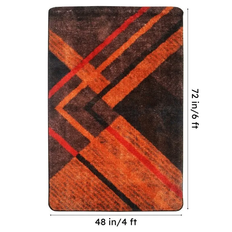 Beyric Abstract Micro Fiber Area Rug - Brown,Red media 7
