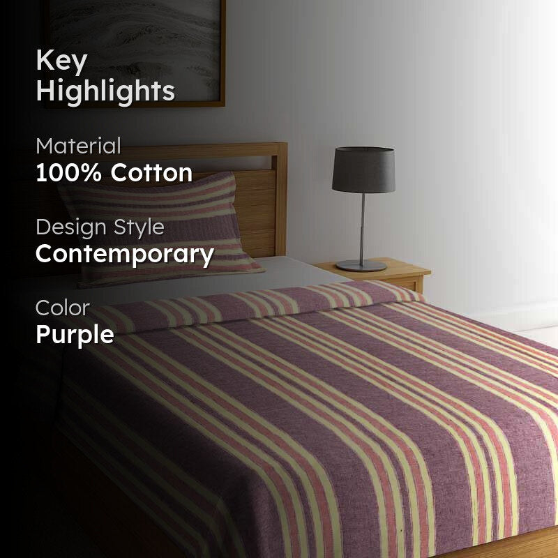 Parallel Stroke Bedcover - Purple/Yellow media 2